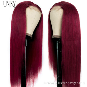 Factory Direct Supply 13x4 Lace Frontal Wig Brazilian Human Hair Silk Straight Cuticle Aligned Hair Transparent 27# Lace Wig